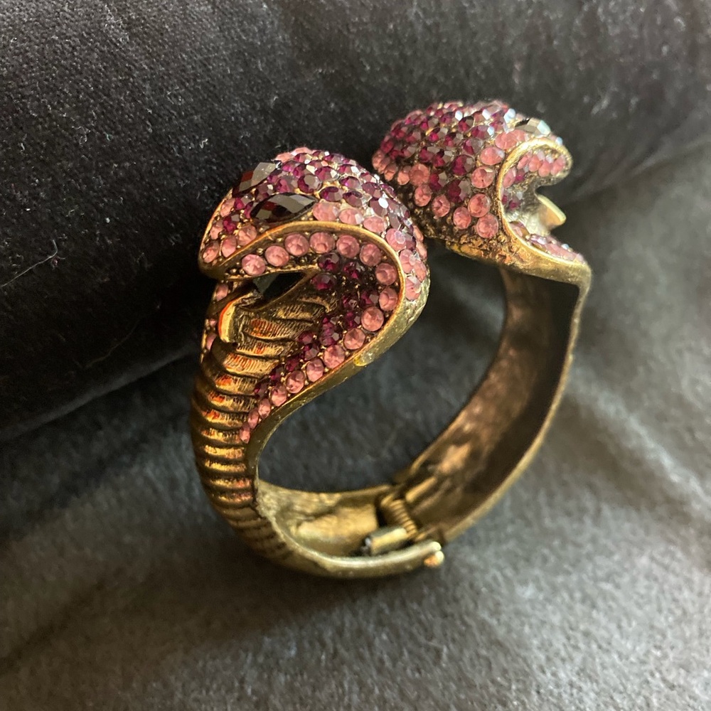 Cobra Double Snake Head Purple and Gold Design Bracelet